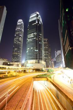 Traffic in modern city at night