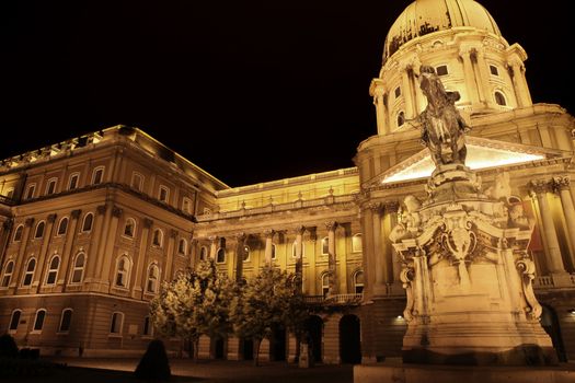 shot of night Buda Castle in Budapest, Hungary