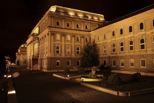 shot of night Buda Castle in Budapest, Hungary
