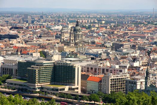 view of panorama Budapest, Hungary, from fortress Citadel