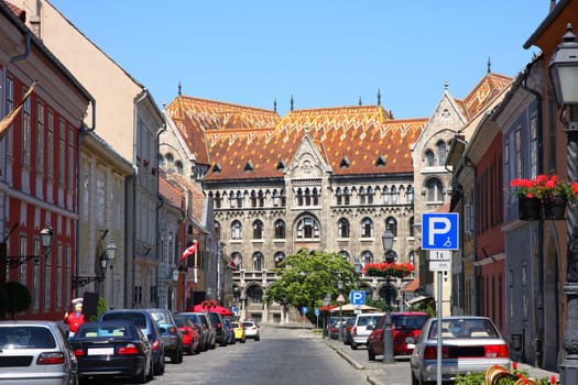 details of Fortuna street view in Budapest, Hungary