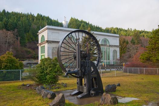 Old disused hydroelectric flywheel