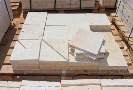 Blocks of limestone processed and ready for use