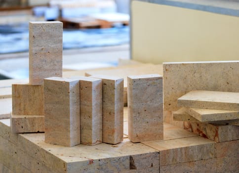 Blocks of limestone processed and ready for use