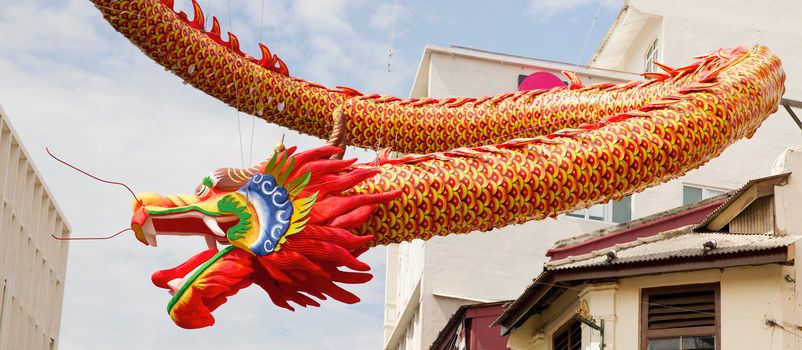 Chinese New Year Dragon Outdoor Street Decoration in Chinatown Malacca Malaysia