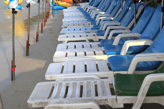 Beach chair on the beach , Kohlarn Thailand 