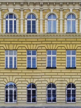 Wooden windows in old building in Lviv (Ukraine)