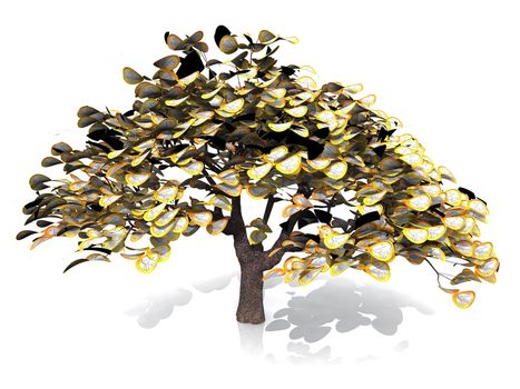 the tree of coins of one euro