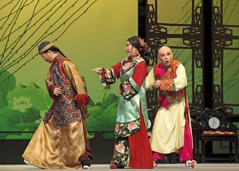 CHENGDU - JUN 3: chinese Yue opera performer make a show on stage to compete for awards in 25th Chinese Drama Plum Blossom Award competition at Experimental theater.Jun 3, 2011 in Chengdu, China.
Chinese Drama Plum Blossom Award is the highest theatrical award in China.