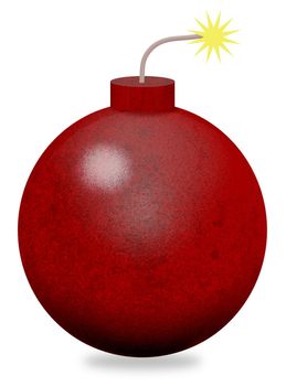 Isolated illustration of a cartoon bomb with lit fuse