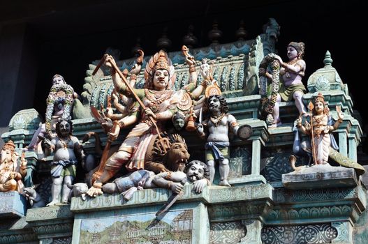Tower top of an ancient Hinduism temple in Sri Lanka