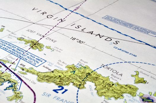 Trip planning on map of the Virgin Islands.