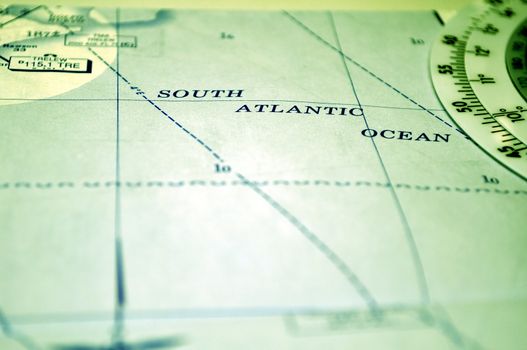 Air navigation chart: map of the South Atlantic Ocean.