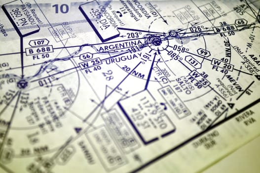 Air navigation chart: airways over the Argentina-Uruguay border.