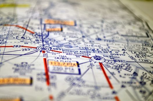 Air navigation chart: airways and waypoints in the Buenos Aires area.