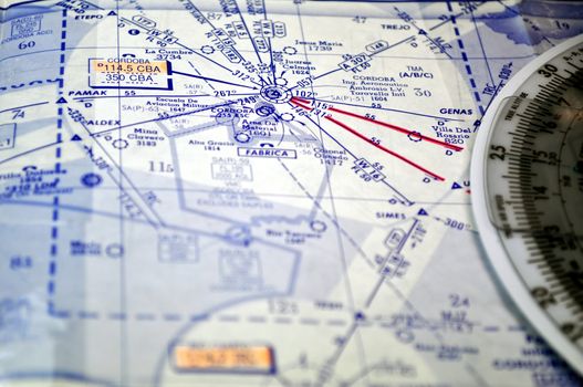 Air navigation chart: airways and waypoints in the Cordoba area.