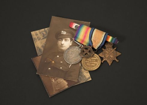 Photograph and medals of a Great War veteran