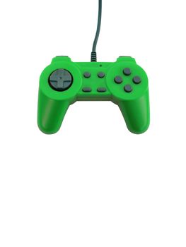 A neon green game controller isolated over white with plenty of copyspace.  This file includes the clipping path.  