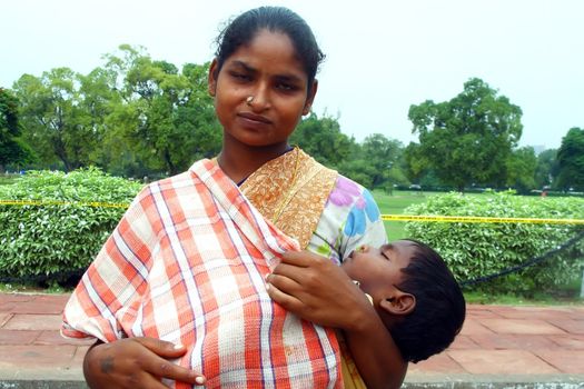 woman with boy - India
