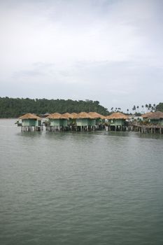 floating resort over the sea in koh chang island thailand