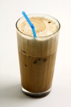 a glass of nice greek way ice coffee frape with milk