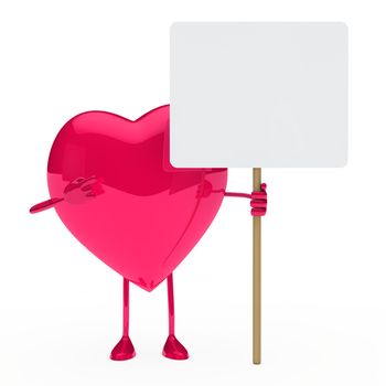 pink heart show and hold a billboard