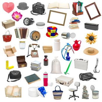 simple collage of isolated objects on white background