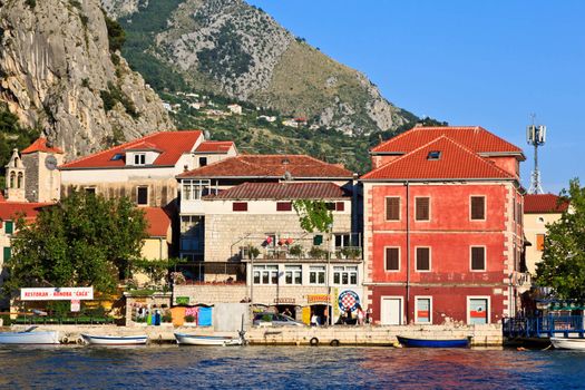 Embankment in Old Town of Omis, Croatia