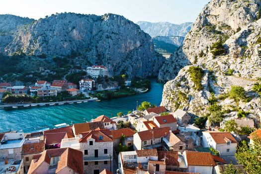 Panorama of Old Pirate Town of Omis in Croatia
