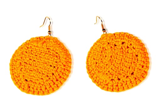 Ear crochet bright yellow  isolated on white background