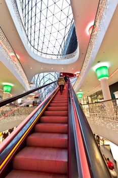 The interior of MyZeil Shopping Mall in Frankfurt Germany