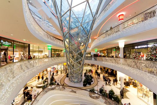 The interior of MyZeil Shopping Mall in Frankfurt Germany