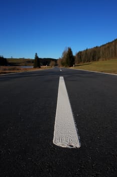 open speed road at countryside close up