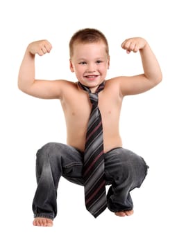 Little boy necktie on the white background
