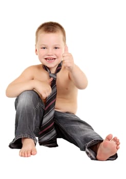 Little boy necktie on the white background
