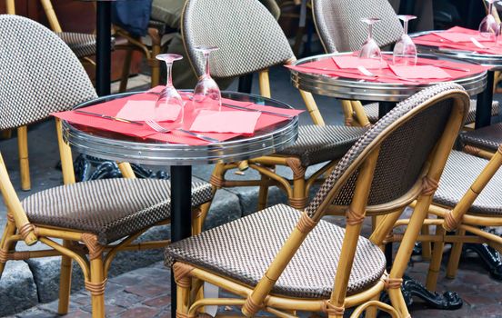 A typical French restaurant table on terrace