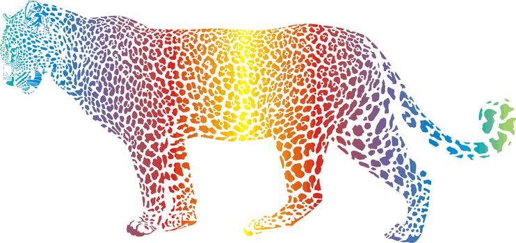 Leopard with rainbow smokescreen camouflage