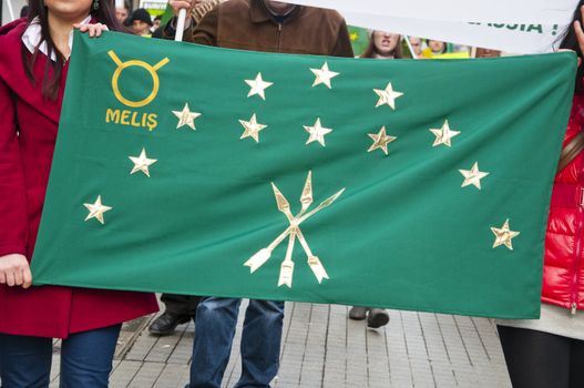 Circassians out in the Istiklal Road, Istanbul to support the Circassian people living in hard conditions in Syria, January 30 2012