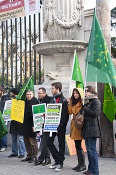 Circassians out in the Istiklal Road, Istanbul to support the Circassian people living in hard conditions in Syria, January 30 2012