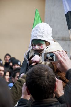 Syrians of Turkey protesting the happenings and the brutality towards the civilians in Syria, Istiklal Road, Taksim, Istanbul, Turkey - January 30, 2012