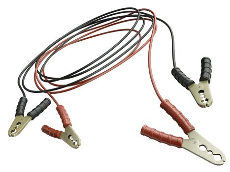 Jumper cables isolated on white background. 3D rendered image.