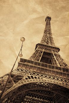 The Eiffel Tower as an old postcard from Paris