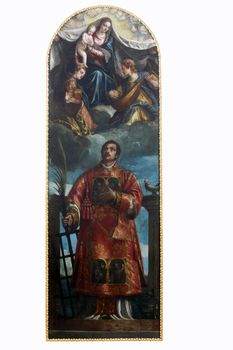 ZAGREB, CROATIA - DECEMBER 12: Paolo Veronese: Saint Lawrence with the Virgin, Christ and angels, exhibited at the Great Masters renesnse in Croatia, opened December 12, 2011. in Zagreb, Croatia