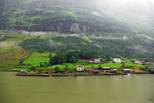 Beautiful view of the norwegian fjord in northern Atlantic