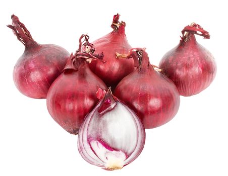 close-up red onion, isolated on white