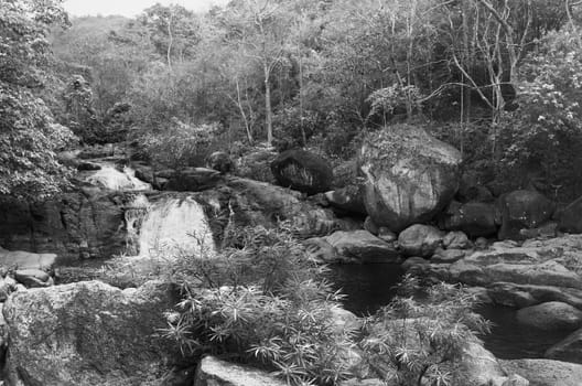 Black and White Nang Rong Waterfall, Khao Yai National Park, Thailand