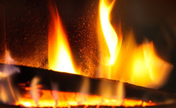 wood log in a fire place