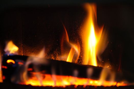 wood log in a fire place