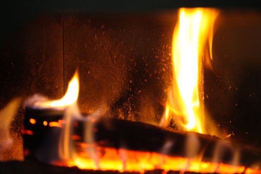wood log in a fire place