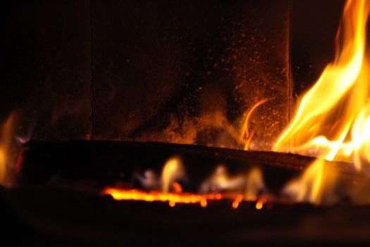 wood log in a fire place